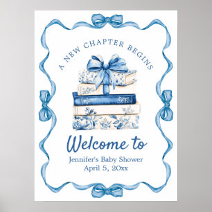 Storybook Baby Shower Blue Ribbon Welcome Poster