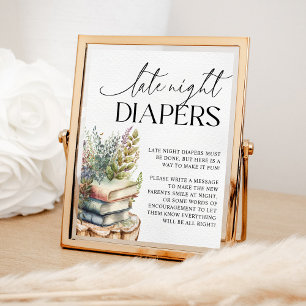 Storybook Baby Shower Late Night Diapers Poster