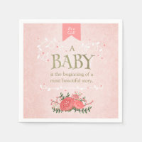 Storybook Baby Shower Paper Napkin Pink Girl