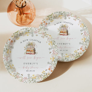 Storybook Baby Shower Paper Plate Girl Wildflower 