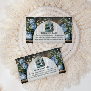 Storybook Blue Boy Library Book for Baby Shower Enclosure Card