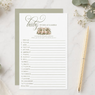 Storybook Book Baby Shower Word Scramble Game