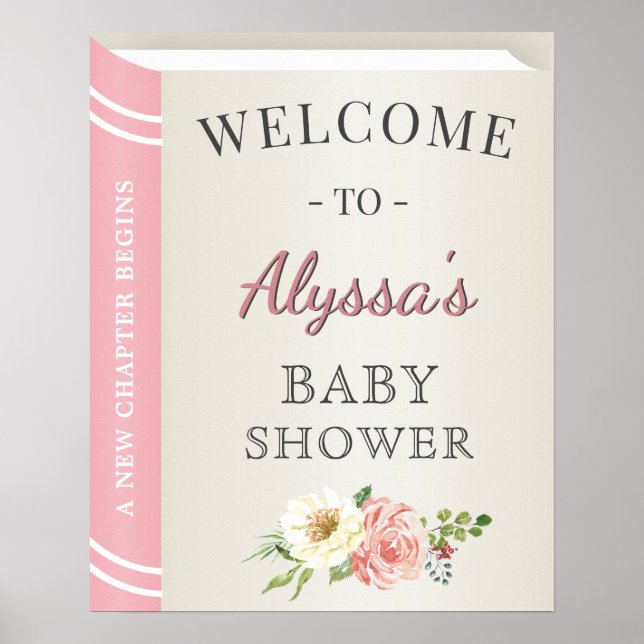 Storybook Book Cover Baby Girl Shower Welcome Poster (Front)