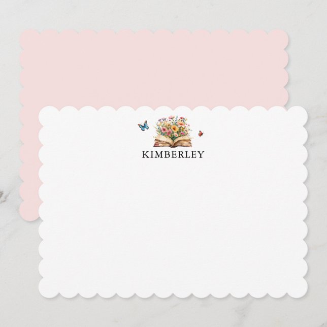 Storybook Book Lover Wildflower Thank you Card (Front/Back)