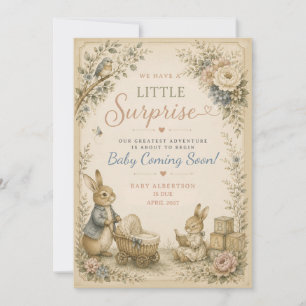 Storybook Bunnies Neutral Woodland Pregnancy Invitation