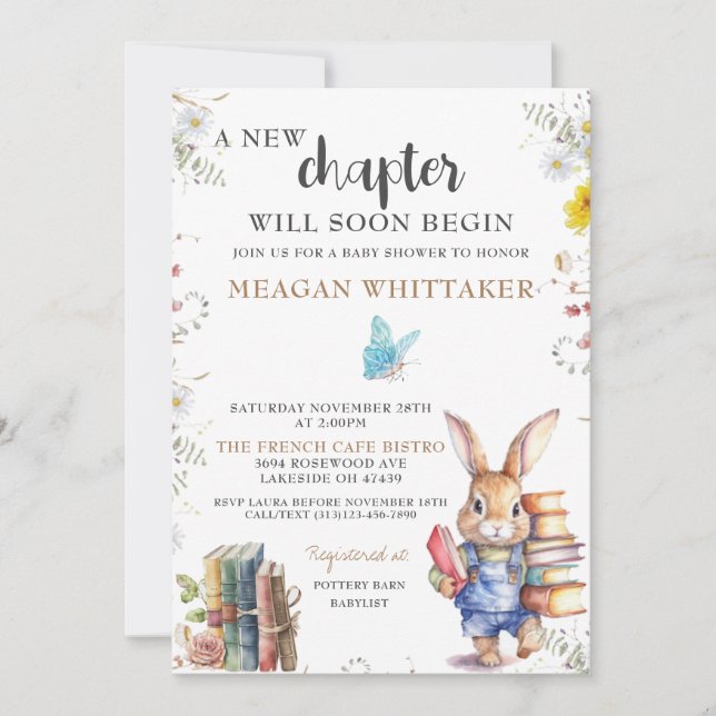 Storybook Bunny Baby Shower Invitation (Front)