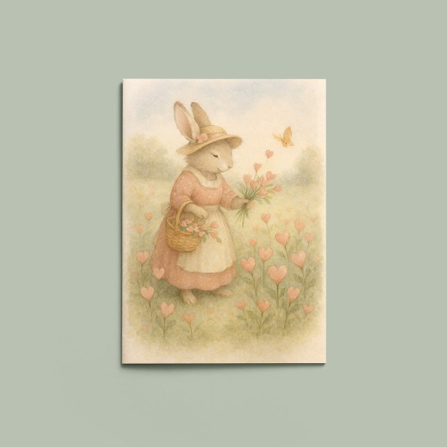 Storybook Bunny with Flowers – Whimsical Woodland  Card (Creator Uploaded)