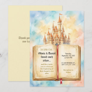 Storybook Castle Pastel Wedding Invitation