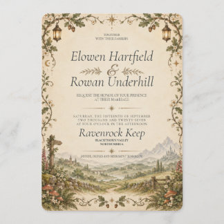 Storybook Countryside Cottagecore Fantasy Wedding Invitation