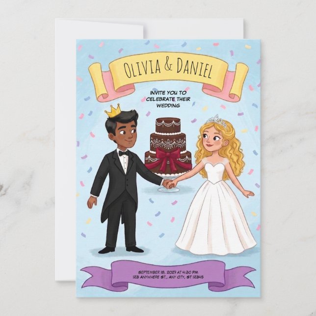 Storybook Couple Wedding Invitation (Front)