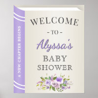 Storybook Cover Lavender Girl Baby Shower Welcome