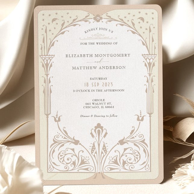 Storybook Cream Taupe Elegance Wedding Invitation (Creator Uploaded)