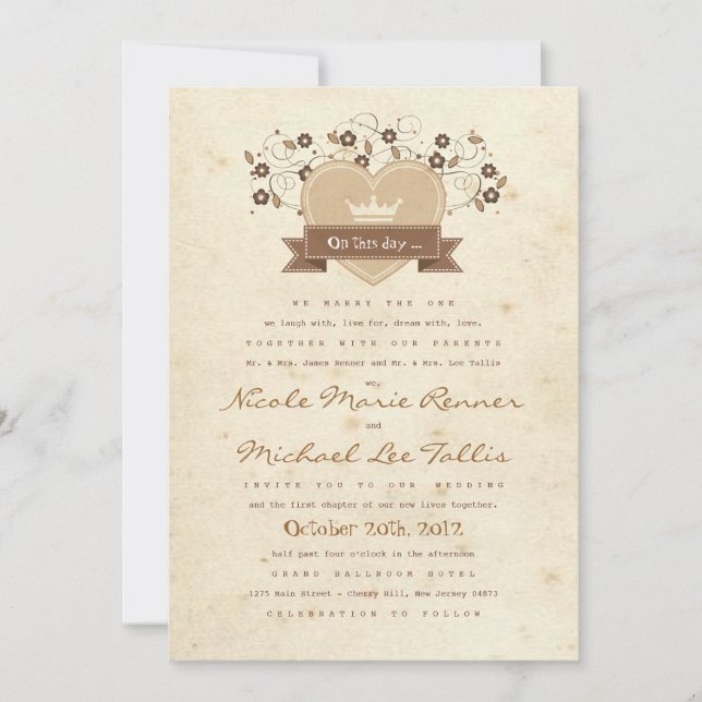 Storybook Crest  Wedding Invite (Front)