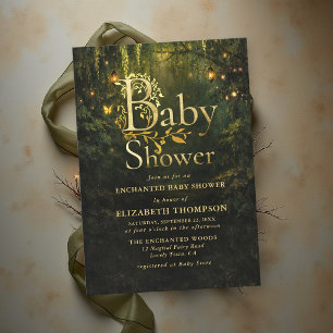Storybook Enchanted Forest Lanterns Baby Shower Invitation