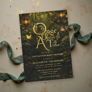 Storybook Enchanted Forest Once Upon Baby Shower Invitation