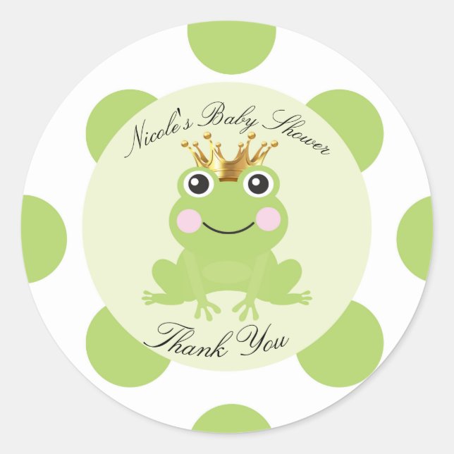 Storybook Fairy Tale Frog Prince Baby Shower Classic Round Sticker (Front)