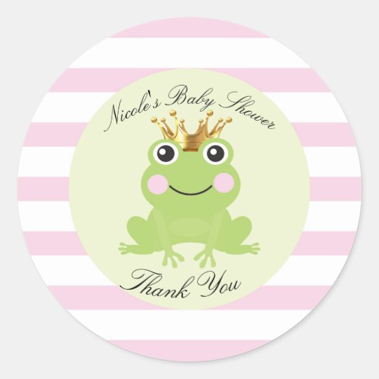 Storybook Fairy Tale Frog Prince Baby Shower Pink Classic Round Sticker Zazzle Co Nz