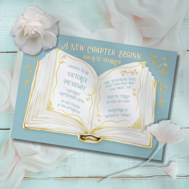 Storybook Fairytale New Chapter Baby Boy Shower Invitation (Creator Uploaded)