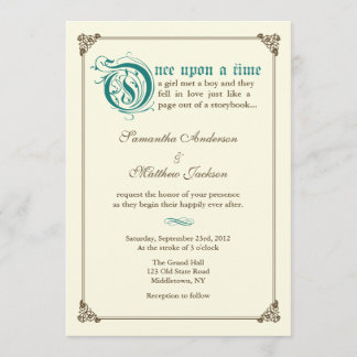 Storybook Fairytale Wedding Invitation - Dark Teal