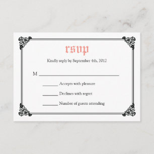 Storybook Fairytale Wedding RSVP Card - Pink/Black