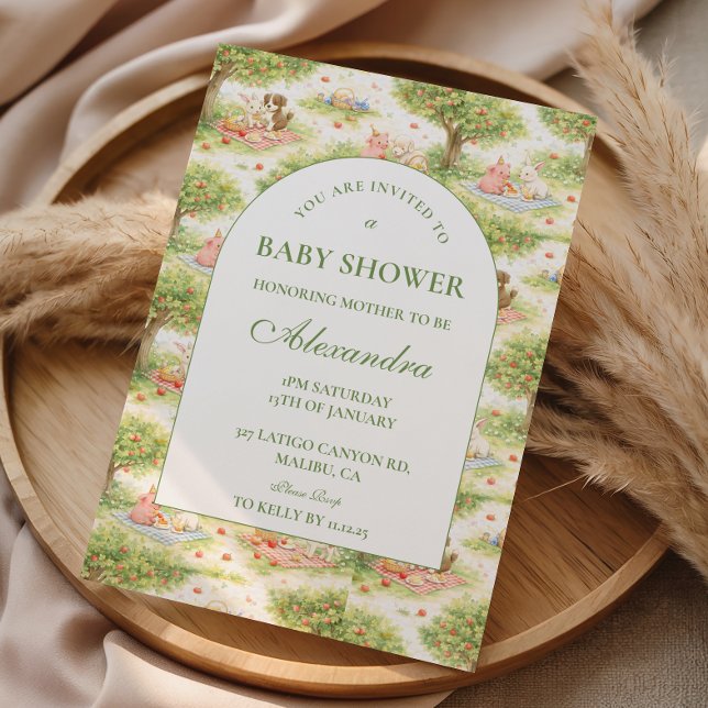 Storybook Farm Animals Floral Baby Shower Invitation (Creator Uploaded)