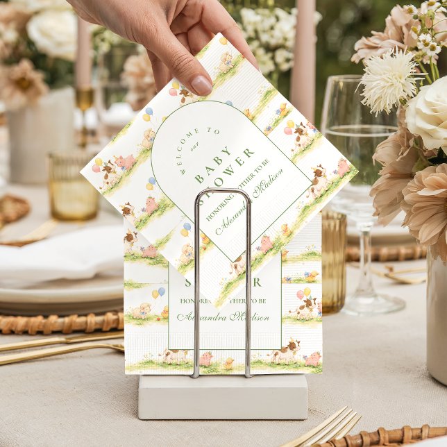 Storybook Farm Animals Pastel Baby Shower Napkin (Creator Uploaded)