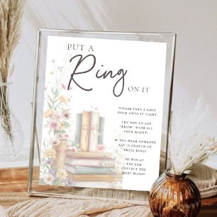 Storybook Floral Boho “Put a Ring on It” Bridal Poster