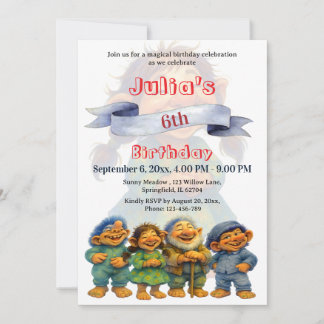 Storybook Forest Friends Cute Trolls Kids Birthday Invitation