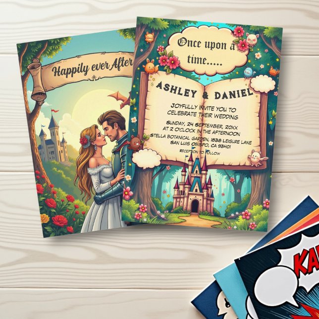 Storybook Forest Woodland Castle Fairytale Wedding Invitation (Creator Uploaded)