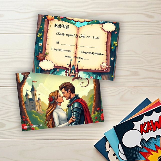 Storybook Forest Woodland Castle Fairytale Wedding RSVP Card (Creator Uploaded)