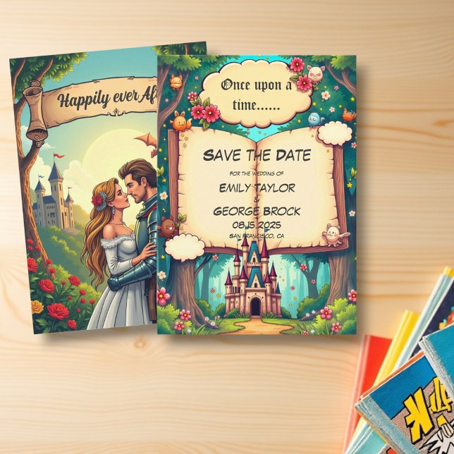 Storybook Forest Woodland Castle Fairytale Wedding Save The Date (Creator Uploaded)