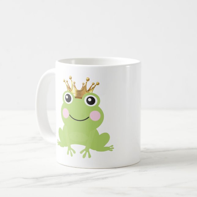 Storybook Frog Prince Gold Crown Personalised Coffee Mug (Front Left)