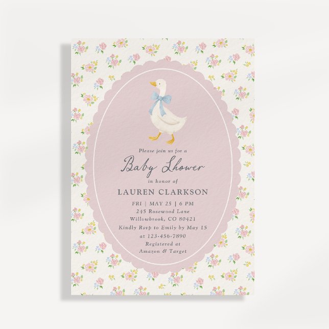 Storybook Garden Goose Baby Shower Invitation (Creator Uploaded)