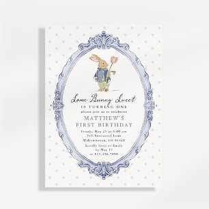 Storybook Inspired Sweet Bunny Boy Birthday  Invitation