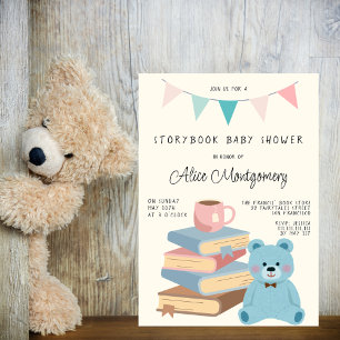 Storybook Library Themed Baby Girl Shower  Invitation
