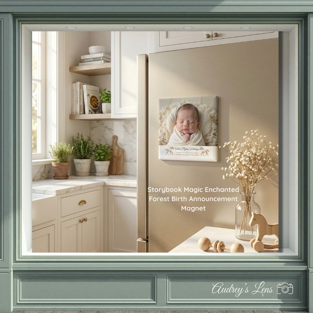 Storybook Magic Enchanted Forest Birth Announcemen Magnet (Storybook Magic Enchanted Forest Birth Announcement Magnet)