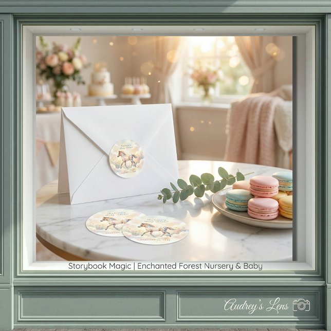 Storybook Magic Enchanted Forest  Classic Round Sticker (Storybook Magic Enchanted Forest Classic Round Stickers)