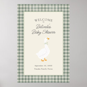 Storybook Mother Goose Sage Baby Shower Welcome Poster