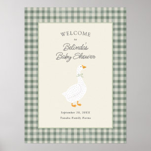 Storybook Mother Goose Sage Baby Shower Welcome Poster