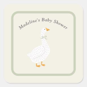 Storybook Mother Goose Sage Vintage Baby Shower Square Sticker