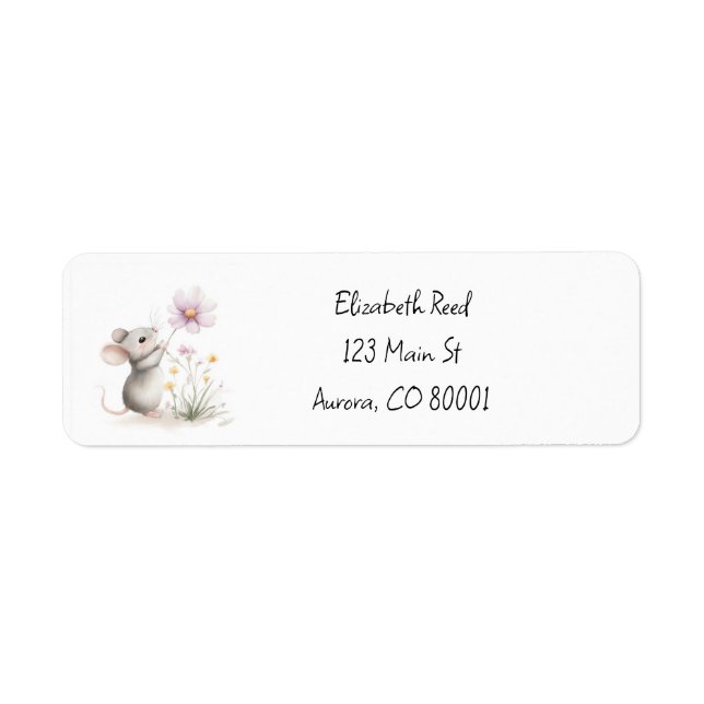 Storybook Mouse picking a Pink WIldflower (Front)