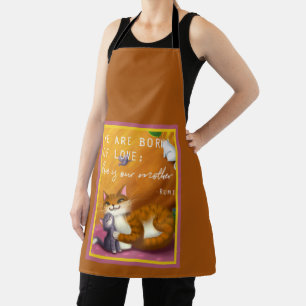 Storybook mum and baby cats apron
