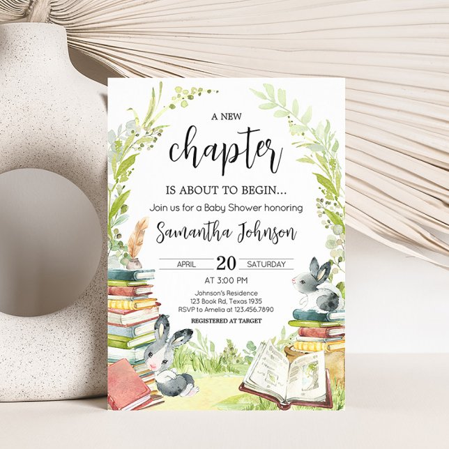 Storybook New Chapter Baby Shower Invitation (Vintage Storybook Rabbit Baby Shower Invitation)