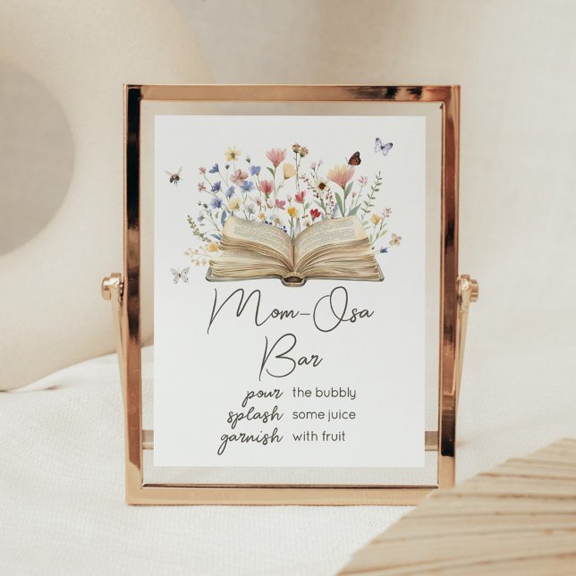 Storybook New Chapter Begins Mum Osa Bar Poster (New Chapter Begins Storybook Baby Shower Mom Osa Bar Sign)