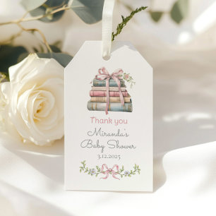 Storybook New Chapter Pink wildflower Thank you Gift Tags