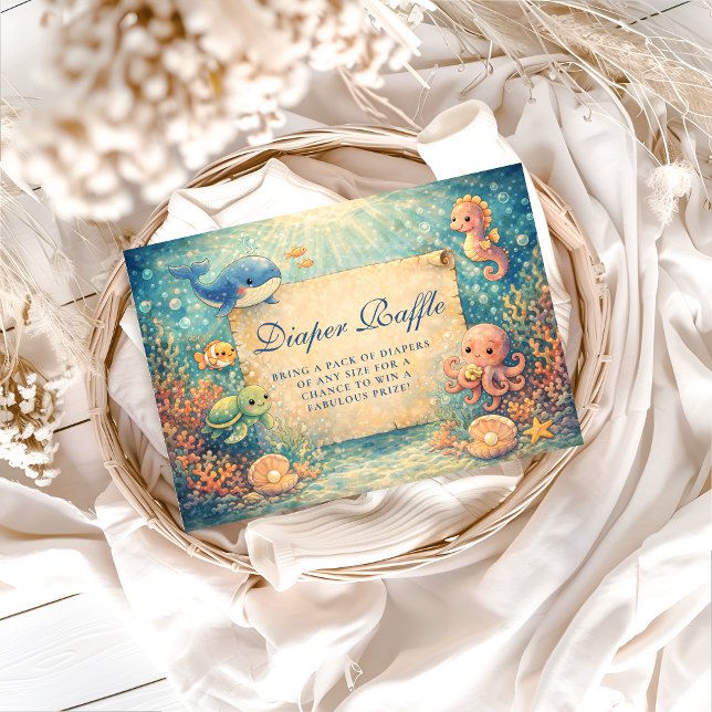 Storybook Ocean Friends Diapper Raffle Enclosure Card (Creator Uploaded)