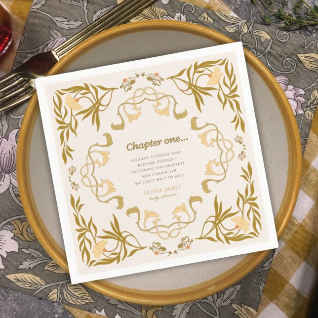 Storybook our next chapter fairytale baby shower napkin (Creator Uploaded)
