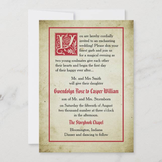 Storybook Page | Fairytale Wedding Parents Give Invitation (Front)