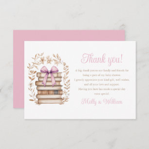 Storybook Pink Bow Baby Shower  Thank You Card