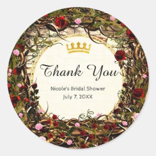 Storybook Princess Vintage Briar Rose Party Favour Classic Round Sticker